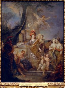 II. Katalin császárné (1729-1796) Minerva szerepében a múzsák körében. Stefano Torelli (1712-1784) festménye, olaj, vászon. olasz művészet
