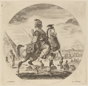 Egy fekete lovas. alkotó: Stefano della Bella