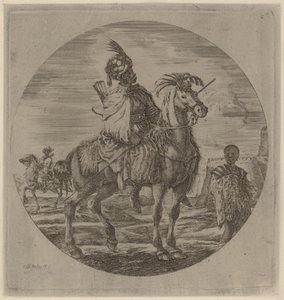 Egy fekete lovas. alkotó: Stefano della Bella