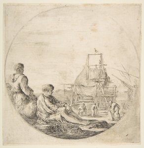 Egy ülő fehér tengerész, egy álló fekete tengerész, kb. 1660. alkotó: Stefano della Bella