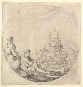Egy fekete matróz áll balra, profilban jobbra, egy fehér matróz ül a ..., kb. 1658-63. alkotó: Stefano della Bella