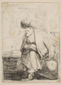 Egy vén török egy kövön ül, kb. 1662. alkotó: Stefano della Bella