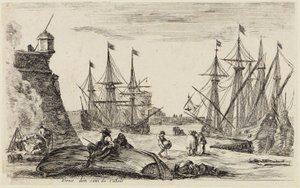 Tengeri kikötők látképei (Vues de ports de mer): Kilátás a calais-i kikötő egy sarkára alkotó: Stefano della Bella