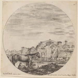 Diocletianus és Pásztor alvó fürdője, 1646. alkotó: Stefano della Bella