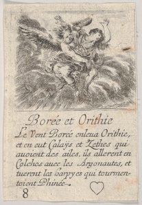 Boreas és Orithyia, a Game of Mythology Jeu de la Mythologie-ból, 1644. alkotó: Stefano della Bella