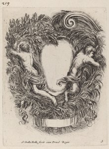 Cartouche Apollóval és Pánnal alkotó: Stefano della Bella