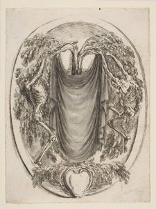 Cartouche csontvázakkal, 1647. alkotó: Stefano della Bella