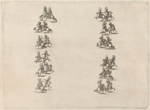 Két oszlopban harcoló lovasok, 1652. alkotó: Stefano della Bella