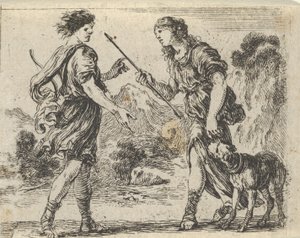 Cephalus és Procris, a „Game of Mythology” Jeu de la Mythologie-ból, 1644 alkotó: Stefano della Bella
