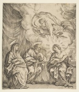 A gyermek Jézus a Szentírást magyarázza anyjának és Szent Józsefnek, kb. 1627. alkotó: Stefano della Bella