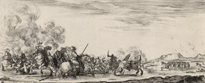 Choc de Cavalerie (rézkarc fektetett papírra) alkotó: Stefano della Bella