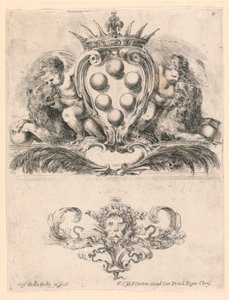 Toszkána nagyhercegének címere: Ornament with a Lion Mask, No. 6 from "Collection of different capriccii et nine találmány of folders and ornaments"