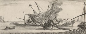 Combat Naval (rézkarc lefektetett papírra) alkotó: Stefano della Bella