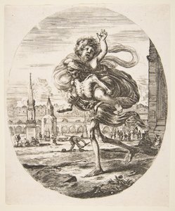 Gyermeket hordozó halál, Az öt halálesetből Les cinq Morts, kb. 1648. alkotó: Stefano della Bella