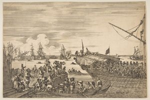 Konyha indulása a livornói kikötőben, a Livornói kikötő kilátásaiból ..., 1654-55. alkotó: Stefano della Bella
