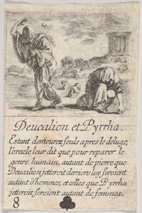 Deucalion és Pyrrha, a Game of Mythology Jeu de la Mythologie-ból, 1644. alkotó: Stefano della Bella
