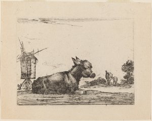 Szamár pihenő alkotó: Stefano della Bella