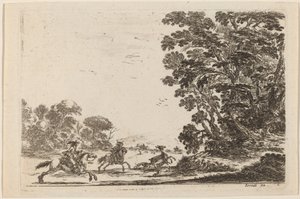 Erdő szarvasvadászattal, 1642. alkotó: Stefano della Bella