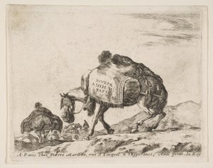 Elülső rész különféle állatok számára: Pack Horse, kb. 1641. alkotó: Stefano della Bella