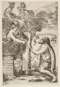 Az Il Mercurio előlapja, III: Herkules, ülteti klubját, 1652. alkotó: Stefano della Bella