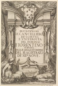 A kancellároknak szóló utasítások előlapja Instruzione a Cancellieri: Medici coat ..., 1635. alkotó: Stefano della Bella
