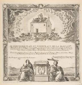 A The True Plan címlapja és a Ste. ház portréja. Szűz, 1649. alkotó: Stefano della Bella