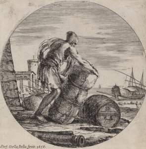 Hajórakományt szállító gályarab, 1656. alkotó: Stefano della Bella