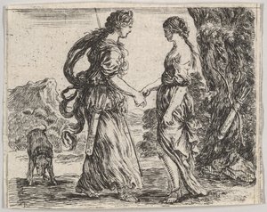 Jupiter és Calisto, a Game of Mythology Jeu de la Mythologie-ból, 1644. alkotó: Stefano della Bella