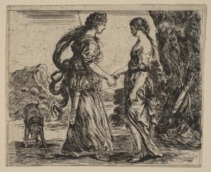 Jupiter és Callisto, a Game of Mythology Jeu de la Mythologie-ból, 1644. alkotó: Stefano della Bella