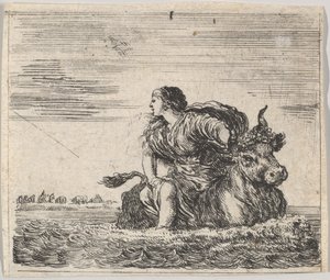 Jupiter és Európa, a Game of Mythology Jeu de la Mythologie-ból, 1644. alkotó: Stefano della Bella