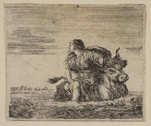 Jupiter és Európa, a Game of Mythology Jeu de la Mythologie-ból, 1644. alkotó: Stefano della Bella