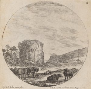 Táj antik romokkal, 1646. alkotó: Stefano della Bella