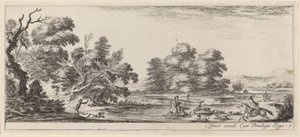 Táj szarvasvadászattal, 1647-ben vagy előtte. alkotó: Stefano della Bella
