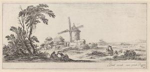 Táj szélmalommal, 1647-ben vagy előtte. alkotó: Stefano della Bella