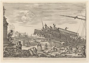 Hajó berakodása, valószínűleg c. 16541655. alkotó: Stefano della Bella