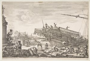Konyha betöltése, Livorno kikötőjének kilátásaiból Vues du port de Livourne, 1654-55. alkotó: Stefano della Bella
