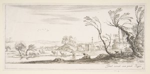 2. tábla: középen cipőjét lehúzó parasztasszony, egy másik parasztnő és két c..., kb. 1641. alkotó: Stefano della Bella