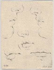 4. tábla: két profil és három száj, a The Book for Learning to Draw Livre po...-ból, kb. 1649. alkotó: Stefano della Bella