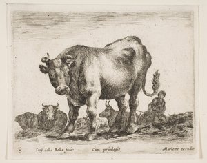 8. tábla: tehén, különféle állatokból Diversi animali, kb. 1641. alkotó: Stefano della Bella