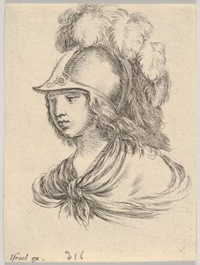 9. tábla: Minerva mellszobra, tollas sisakot viselő, balra nézve, ...-ból, 1650-ből. alkotó: Stefano della Bella