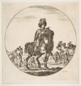 Lengyel lovas jobbra fordulva, kör alakú kompozíció, a Figures on Horseback Cav...-ból, kb. 1651. alkotó: Stefano della Bella