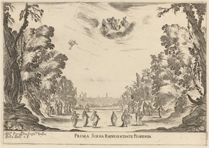 Első jelenet Reprezentanta Firenze, 1637. alkotó: Stefano della Bella