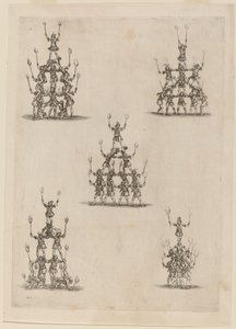 Zsonglőrök piramisai, 1652. alkotó: Stefano della Bella