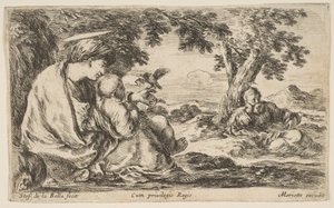 Pihenjen az egyiptomi repülésen, kb. 1641. alkotó: Stefano della Bella