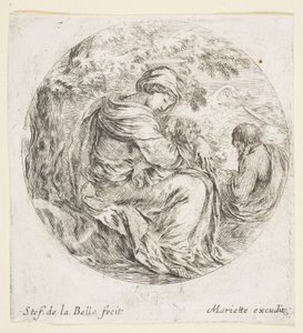 Pihenjen az egyiptomi repülésen, kb. 1641. alkotó: Stefano della Bella