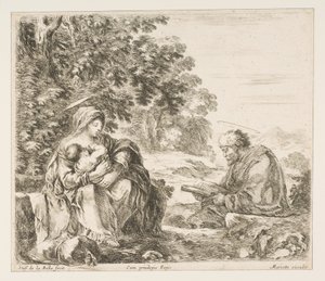 Pihenjen az egyiptomi repülésen, kb. 1649. alkotó: Stefano della Bella