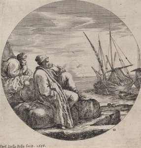 Tengeri kikötő két török kereskedővel, 1656. alkotó: Stefano della Bella