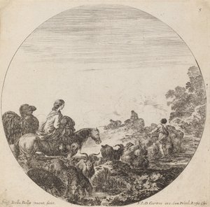 Pásztorok és nyáj nővel és tevével, 1646. alkotó: Stefano della Bella