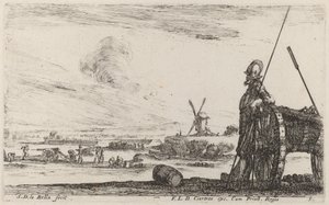 Katona páncélban és ágyúban, c. 1641. alkotó: Stefano della Bella