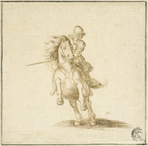Katona galoppozó lovon alkotó: Stefano della Bella